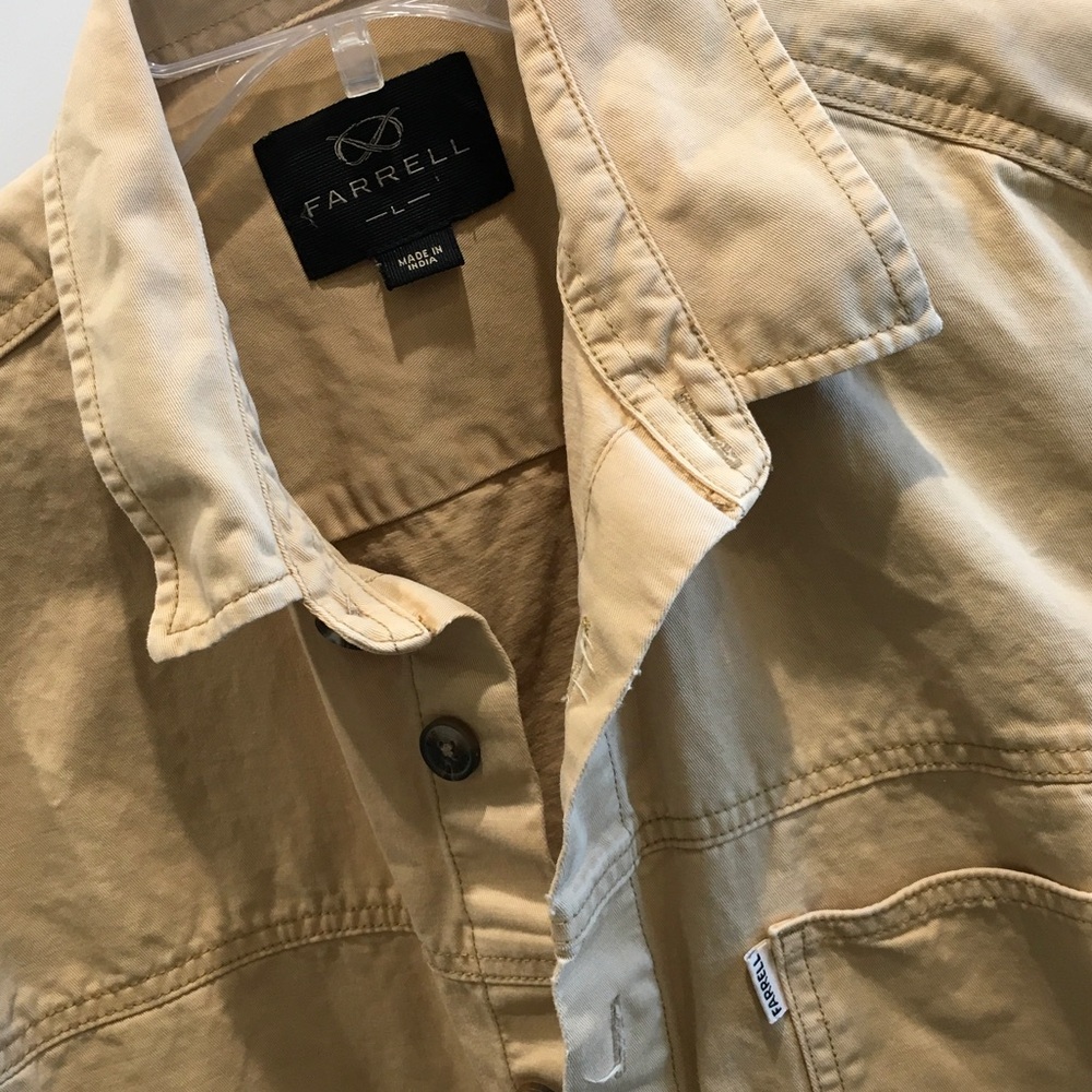 Farrell Beige Retro DenimShirt Jacket Mens Rust Buttons Farrell Outer Wear Large